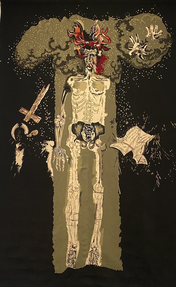 Détail du Chant du Monde de Jean Lurçat à Aubusson

