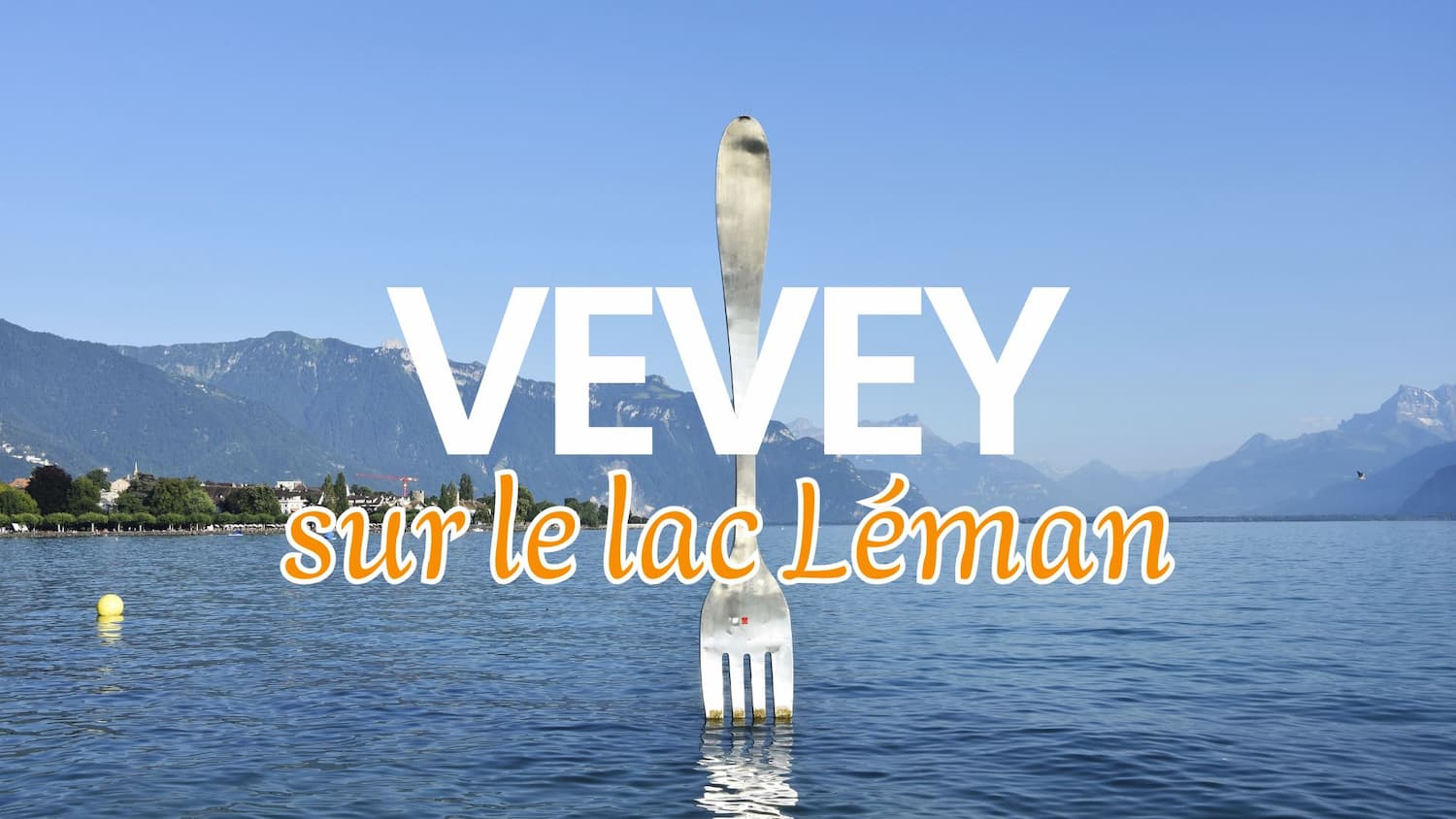Fourchette plantée dans le lac Léman à Vevey en Suisse