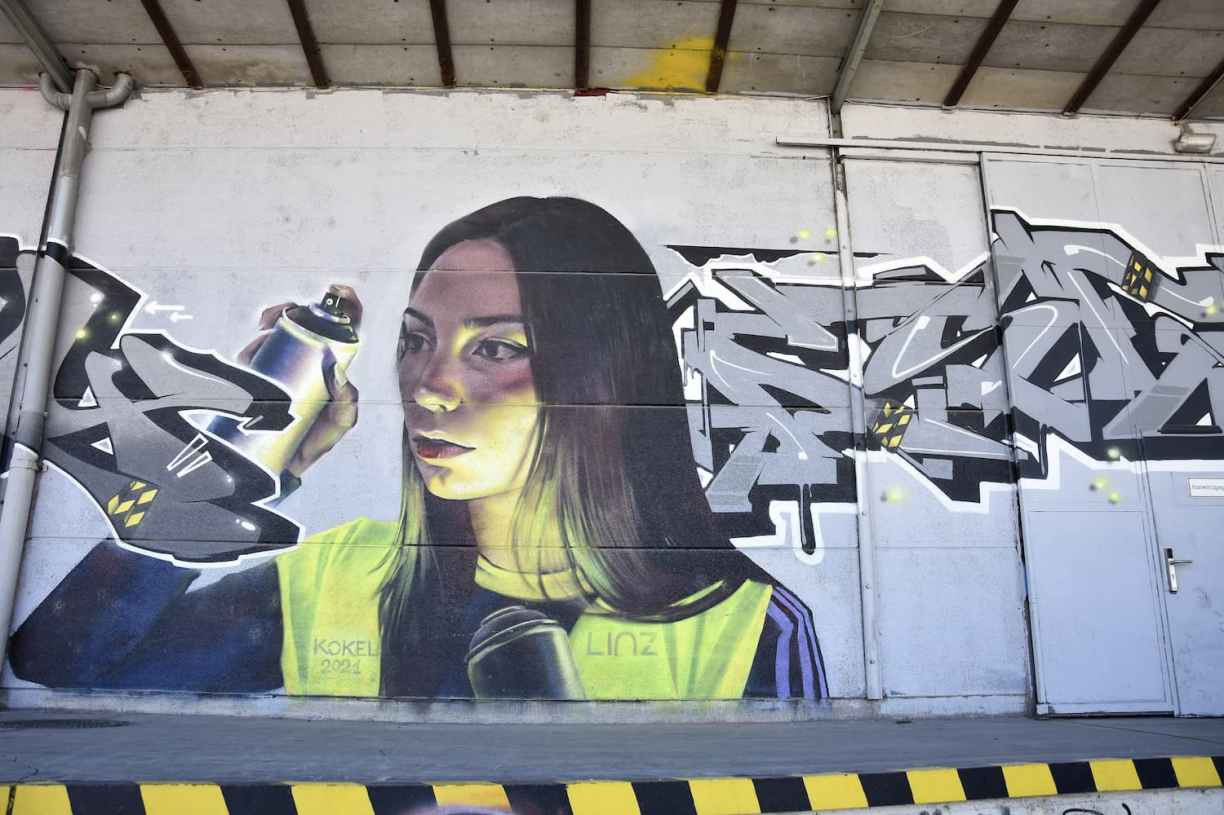 Art urbain du port de Linz en Autriche