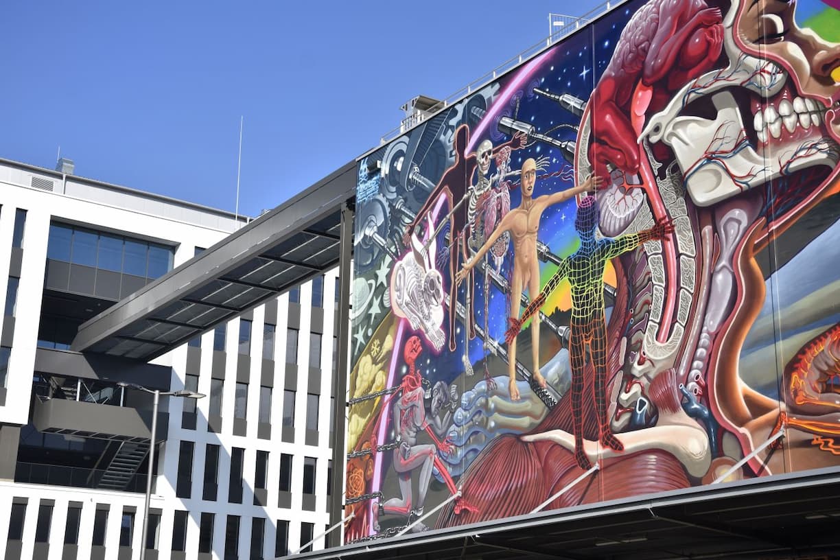 Fresque peinte port de Linz en Autriche 