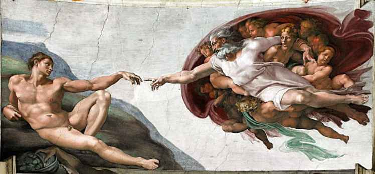 La création d'Adam de Michel-Ange, Chapelle Sixtine au Vatican