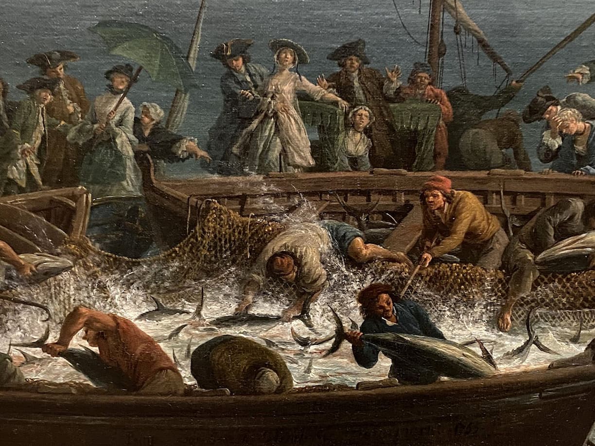 Paris - Musée de la Marine : tableau de marine la pêche au thon