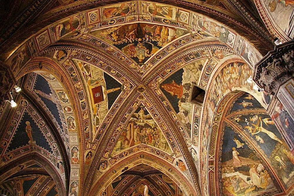 Italie Sienne plafond en mosaïque du baptistère du Duomo