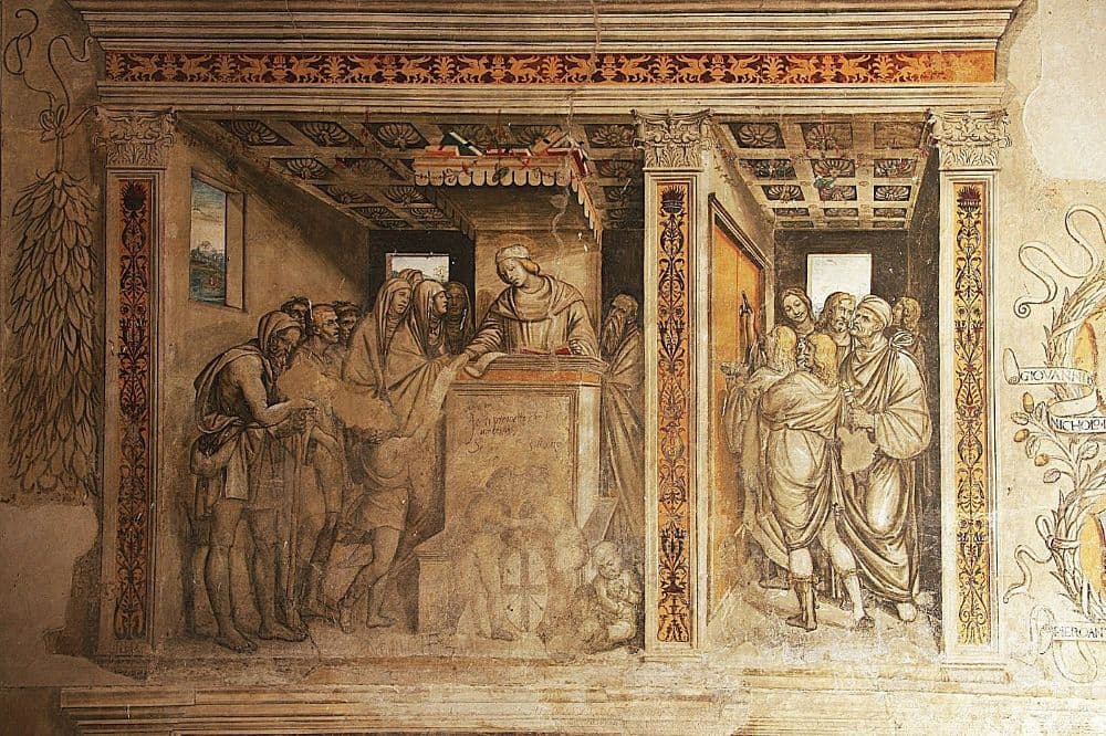 Fresques restaurées à San Gimignano en Toscane