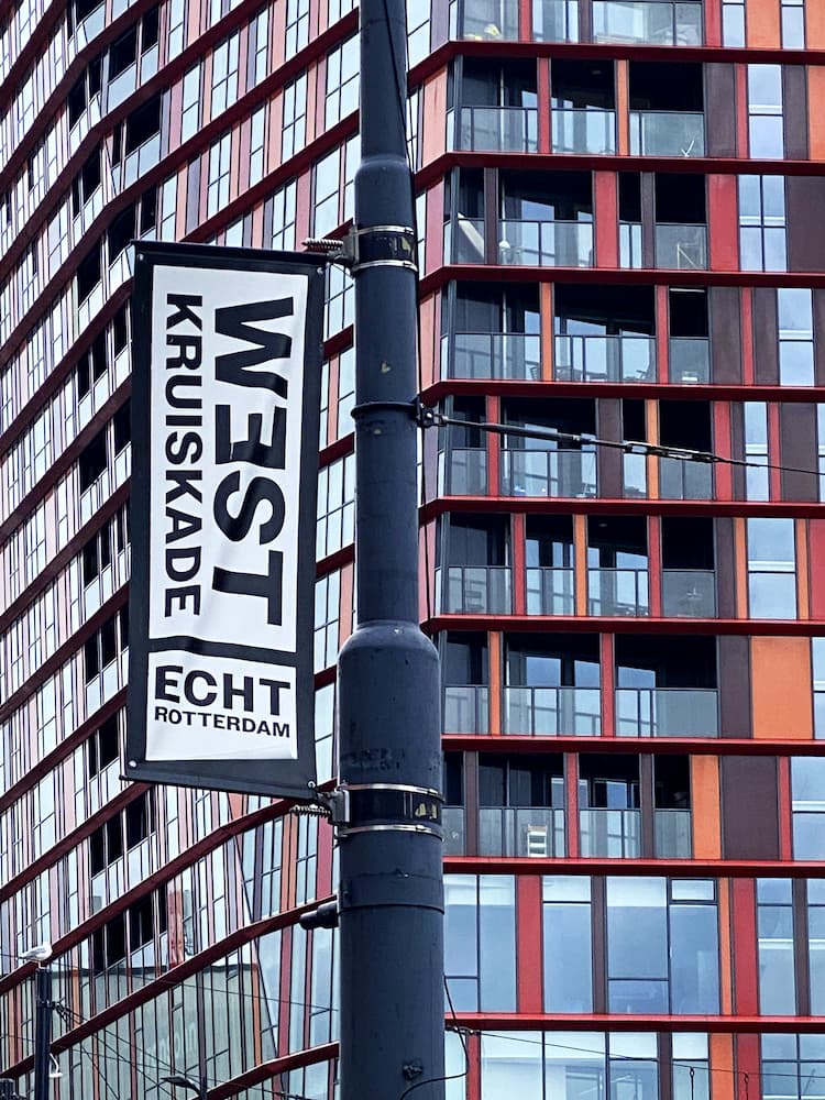 Rotterdam panneau marquant l'entrée du West Kruiskade