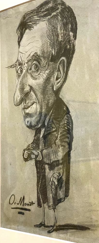 Caricature d’un homme à la tabatière, par Claude Monet exposée au MuMa au Havre