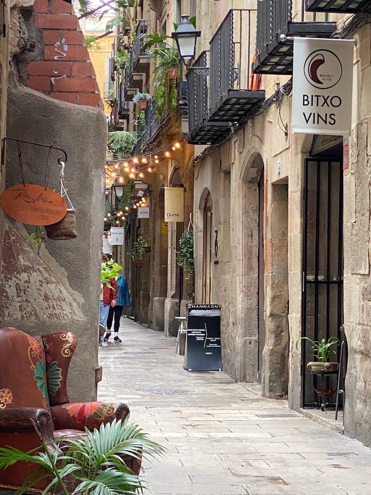 Rue animée du quartier El Born dans le vieux Barcelone