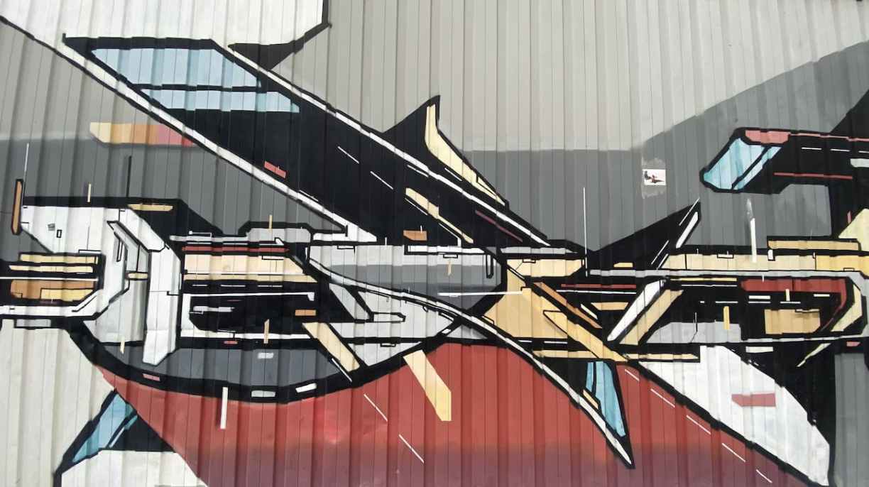Fresque d’art urbain dans le secteur du 22@ près de la Torre Glòries à Barcelone